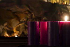 In Advent, we await the coming of Jesus at Christmastime. In Advent, we await the coming of Jesus at Christmastime.