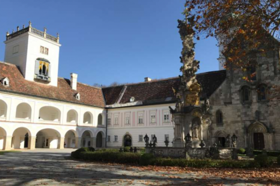 The inner courtyard of Heiligenkreuz Abbey in the Vienna Woods, Austria. The inner courtyard of Heiligenkreuz Abbey in the Vienna Woods, Austria.