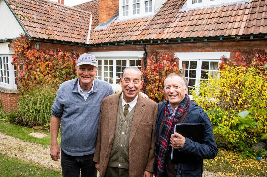 L to R: Executive Producer Ken Denison, actor Max McLean and Director Norman Stone (holding the script) smile in front of The Kilns, C.S. Lewis’ former home, where the trio were working on a new film. L to R: Executive Producer Ken Denison, actor Max McLean and Director Norman Stone (holding the script) smile in front of The Kilns, C.S. Lewis’ former home, where the trio were working on a new film.