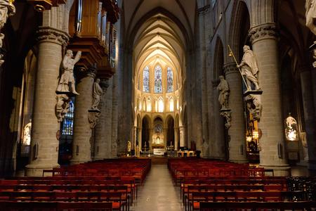 Interior of St. Michael and St. Gudula Cathedral, Brussels, Belgium