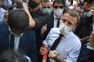 French President Emmanuel Macron visiting the Lebanese people after the Beirut explosion on August 6, 2020. French President Emmanuel Macron visiting the Lebanese people after the Beirut explosion on August 6, 2020.
