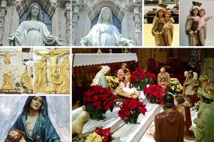 Catholic art restorers see their work as a labor of love and a labor of faith. Arlene Miller’s Nativity set at St. Michael’s adorns the midnight Mass at the Rochester, New York, church. Sheila Lehman has transformed a vandalized Our Lady of Grace statue from St. Vincent’s in Los Angeles, a smaller Our Lady of Mount Carmel statue and a depiction of the 12th Station (all shown as before-and-after images). Also shown: A Pietà statue was restored by Mary Birkos. Catholic art restorers see their work as a labor of love and a labor of faith. Arlene Miller’s Nativity set at St. Michael’s adorns the midnight Mass at the Rochester, New York, church. Sheila Lehman has transformed a vandalized Our Lady of Grace statue from St. Vincent’s in Los Angeles, a smaller Our Lady of Mount Carmel statue and a depiction of the 12th Station (all shown as before-and-after images). Also shown: A Pietà statue was restored by Mary Birkos.