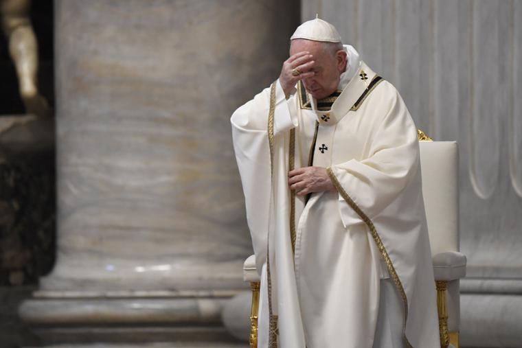 Pope Francis celebrated the Solemn Mass of Easter at the Altar of the Chair in St. Peter's Basilica, without the presence of the public due to the coronavirus, on April 12, 2020. Pope Francis celebrated the Solemn Mass of Easter at the Altar of the Chair in St. Peter's Basilica, without the presence of the public due to the coronavirus, on April 12, 2020.