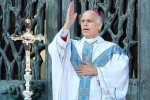 Archbishop Salvatore Cordileone celebrates Mass on the Cathedral Plaza in San Francisco on Aug. 22. Archbishop Salvatore Cordileone celebrates Mass on the Cathedral Plaza in San Francisco on Aug. 22.
