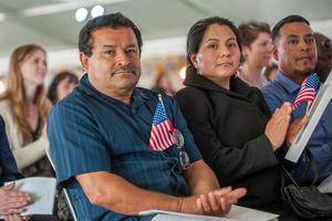 Forty-eight immigrants from twenty countries took part in a naturalization ceremony May 5, 2016 at Tom McCall Waterfront Park in Portland, Oregon. Forty-eight immigrants from twenty countries took part in a naturalization ceremony May 5, 2016 at Tom McCall Waterfront Park in Portland, Oregon.