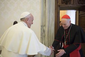 Pope Francis and Cardinal Carlos Aguiar, Archbishop of Mexico, in Vatican City on March 5, 2018. Pope Francis and Cardinal Carlos Aguiar, Archbishop of Mexico, in Vatican City on March 5, 2018.