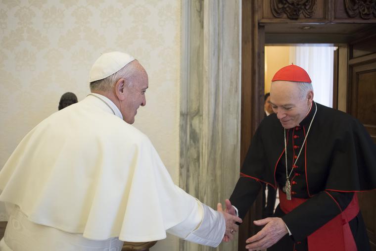 Pope Francis and Cardinal Carlos Aguiar, Archbishop of Mexico, in Vatican City on March 5, 2018. Pope Francis and Cardinal Carlos Aguiar, Archbishop of Mexico, in Vatican City on March 5, 2018.