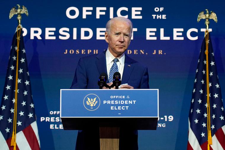 President-elect Joe Biden speaks Monday, Nov. 9, 2020, at The Queen theater in Wilmington, Del. President-elect Joe Biden speaks Monday, Nov. 9, 2020, at The Queen theater in Wilmington, Del.