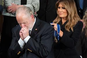 First Lady Melania Trump presents the Presidential Medal of Freedom to gallery guest Rush Limbaugh during President Donald J. Trump’s State of the Union address Tuesday, Feb. 4, 2020, in the House chamber at the U.S. Capitol in Washington, D.C. First Lady Melania Trump presents the Presidential Medal of Freedom to gallery guest Rush Limbaugh during President Donald J. Trump’s State of the Union address Tuesday, Feb. 4, 2020, in the House chamber at the U.S. Capitol in Washington, D.C.
