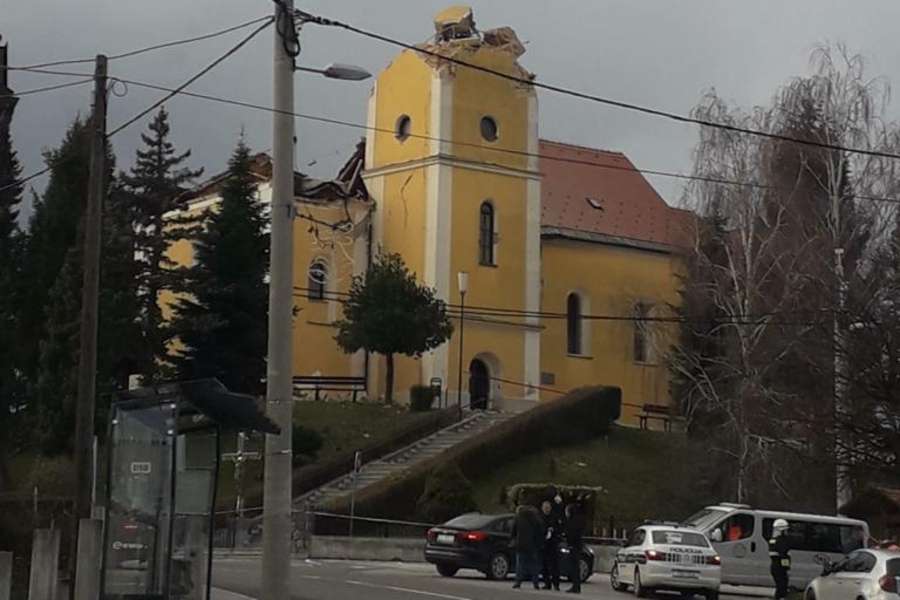 The earthquake-damaged Church of the Exaltation of the Holy Cross in Kravarsko, Croatia. The earthquake-damaged Church of the Exaltation of the Holy Cross in Kravarsko, Croatia.