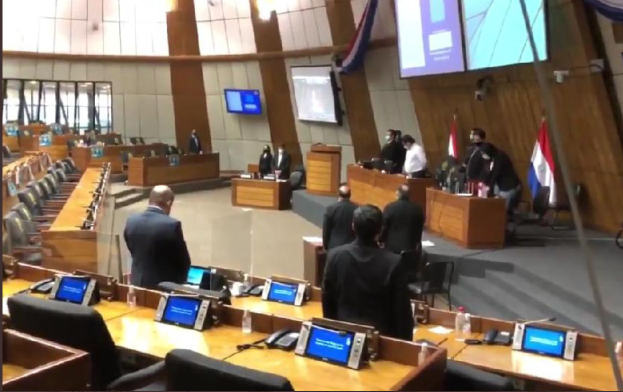 Members of Congress stand in a moment of silence recognizing Argentina's legalization of abortion. screenshot Members of Congress stand in a moment of silence recognizing Argentina's legalization of abortion. screenshot
