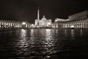 St. Peter's Basilica at night. St. Peter's Basilica at night.