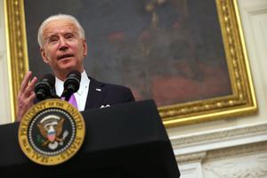 U.S. President Joe Biden speaks during an event in the State Dining Room of the White House January 21, 2021 in Washington, DC. U.S. President Joe Biden speaks during an event in the State Dining Room of the White House January 21, 2021 in Washington, DC.