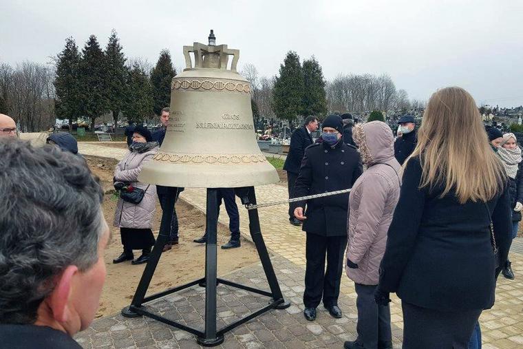 The Voice of the Unborn bell is struck after a funeral for 640 unborn children in Poland, Dec. 12, 2020 The Voice of the Unborn bell is struck after a funeral for 640 unborn children in Poland, Dec. 12, 2020