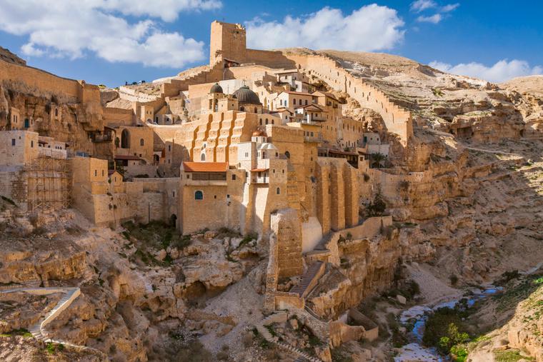 Holy Lavra of Saint Sabbas the Sanctified monastery on the wall of Kidron valley in Judean desert. Holy Lavra of Saint Sabbas the Sanctified monastery on the wall of Kidron valley in Judean desert.