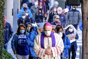 San Francisco Archbishop Salvatore J. Cordileone leads more than 120 pro-life pilgrims for the first monthly Mass for life and rosary walk to pray in front of a soon-to-open flagship Planned Parenthood facility on Jan. 9, 2021. San Francisco Archbishop Salvatore J. Cordileone leads more than 120 pro-life pilgrims for the first monthly Mass for life and rosary walk to pray in front of a soon-to-open flagship Planned Parenthood facility on Jan. 9, 2021.