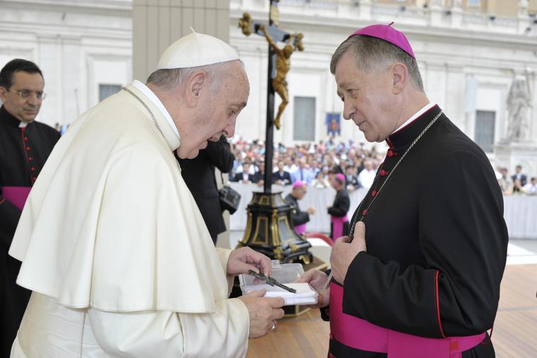 Pope Francis with Archbishop Blase Cupich of Chicago, IL in St. Peter's Square during the Wednesday general audience on September 2, 2015. Pope Francis with Archbishop Blase Cupich of Chicago, IL in St. Peter's Square during the Wednesday general audience on September 2, 2015.