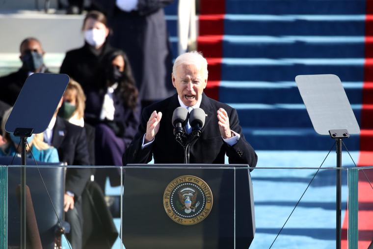 President Joe Biden delivers his inaugural address on the West Front of the U.S. Capitol on January 20, 2021 in Washington, DC. During today's inauguration ceremony Joe Biden becomes the 46th president of the United States. President Joe Biden delivers his inaugural address on the West Front of the U.S. Capitol on January 20, 2021 in Washington, DC. During today's inauguration ceremony Joe Biden becomes the 46th president of the United States.