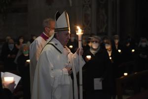 Pope Francis celebrates Mass in St. Peter's Basilica on Feb. 2, 2021. Pope Francis celebrates Mass in St. Peter's Basilica on Feb. 2, 2021.
