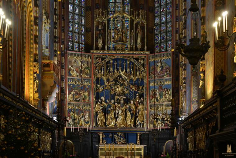 The Gothic altarpiece at St. Mary’s Basilica in Kraków, Poland. The Gothic altarpiece at St. Mary’s Basilica in Kraków, Poland.