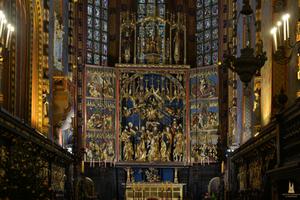 The Gothic altarpiece at St. Mary’s Basilica in Kraków, Poland. The Gothic altarpiece at St. Mary’s Basilica in Kraków, Poland.