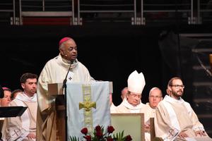 Cardinal Wilton Gregory at a Mass celebrated at the Capital One Arena before the 2020 March for Life. Cardinal Wilton Gregory at a Mass celebrated at the Capital One Arena before the 2020 March for Life.
