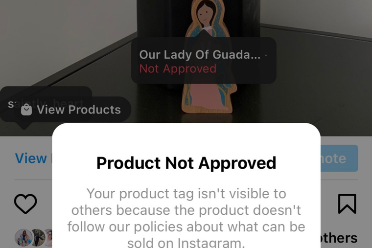 Screenshot of the issue that Saintly Heart had with their Our Lady of Guadalupe post on January 22, 2021. Screenshot of the issue that Saintly Heart had with their Our Lady of Guadalupe post on January 22, 2021.