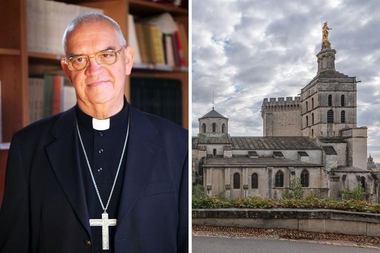 Retiring Archbishop Jean-Pierre Cattenoz (l) led the Archdiocese of Avignon, whose cathedral and Pope’s Palace are shown, for almost 20 years. Retiring Archbishop Jean-Pierre Cattenoz (l) led the Archdiocese of Avignon, whose cathedral and Pope’s Palace are shown, for almost 20 years.