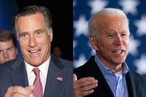 (L) Senator Mitt Romney and (R) President Joe Biden. (L) Senator Mitt Romney and (R) President Joe Biden.