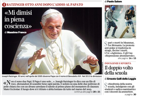 Screenshots of the Italian newspaper Corriere Della Sera featuring Pope Benedict XVI in a new interview Feb. 28. 2021. Screenshots of the Italian newspaper Corriere Della Sera featuring Pope Benedict XVI in a new interview Feb. 28. 2021.