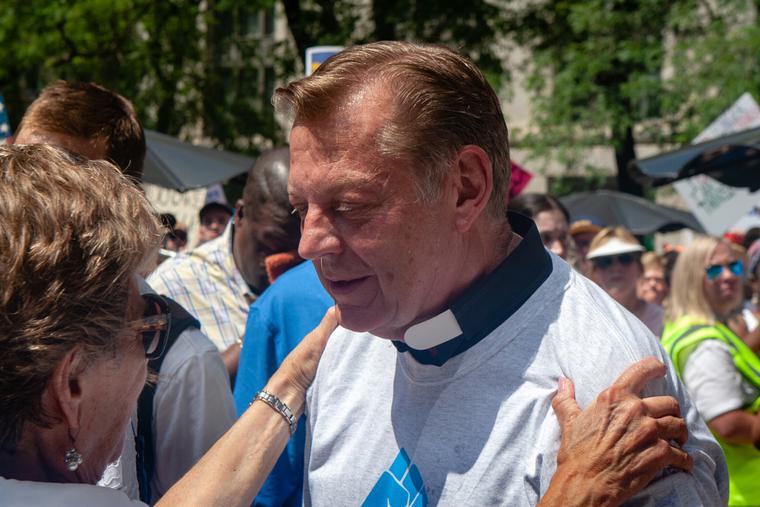 Father Michael Pfleger at a rally in Chicago June, 2018. Father Michael Pfleger at a rally in Chicago June, 2018.