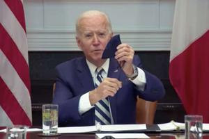 President Biden shows his rosary beads during a meeting with the president of Mexico. President Biden shows his rosary beads during a meeting with the president of Mexico.