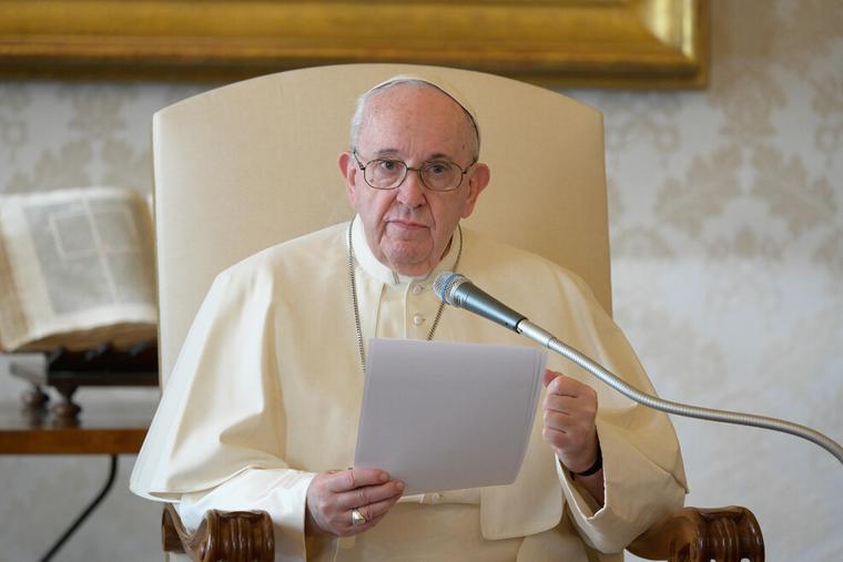 Pope Francis during his Wednesday general audience from the library of the Vatican's Apostolic Palace, Nov. 11, 2020. Pope Francis during his Wednesday general audience from the library of the Vatican's Apostolic Palace, Nov. 11, 2020.