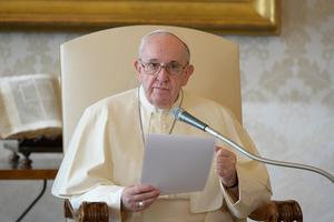 Pope Francis during his Wednesday general audience from the library of the Vatican's Apostolic Palace, Nov. 11, 2020. Pope Francis during his Wednesday general audience from the library of the Vatican's Apostolic Palace, Nov. 11, 2020.