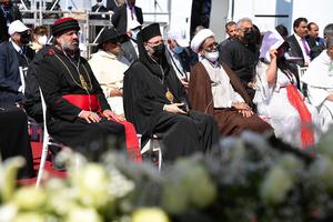 Pope Francis attends an interreligious meeting in the Plain of Ur in Iraq, believed to be the birthplace of Abraham, on March 6, 2021. Pope Francis attends an interreligious meeting in the Plain of Ur in Iraq, believed to be the birthplace of Abraham, on March 6, 2021.