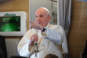 Pope Francis holds an in-flight press conference en route to Rome from Iraq Pope Francis holds an in-flight press conference en route to Rome from Iraq