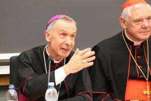 Archbishop Luis Ladaria SJ at a book presentation at the Pontifical Gregorian University in Rome alongside Cardinal Gerhard Mueller, Nov. 27, 2014. Archbishop Luis Ladaria SJ at a book presentation at the Pontifical Gregorian University in Rome alongside Cardinal Gerhard Mueller, Nov. 27, 2014.
