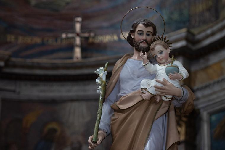 A statue of St. Joseph and Baby Jesus is seen in the Basilica di San Giuseppe al Trionfale in Rome on March 18. A statue of St. Joseph and Baby Jesus is seen in the Basilica di San Giuseppe al Trionfale in Rome on March 18.
