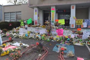 Flowers left at Gold Spa for victims of spa shooting in Atlanta. Flowers left at Gold Spa for victims of spa shooting in Atlanta.