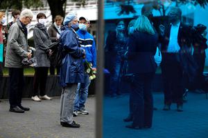 People pay their respect at the T4 - Memorial and Information Point for the Victims of the Nazi Euthanasia Programme in Berlin on Sept. 4, 2020. Administrators and doctors of the Nazi regime organized the mass murder of people with intellectual disabilities and mental illness. The annihilation of more than 70,000 patients in institutions was later named “Aktion T4” after the address of the program headquarters. People pay their respect at the T4 - Memorial and Information Point for the Victims of the Nazi Euthanasia Programme in Berlin on Sept. 4, 2020. Administrators and doctors of the Nazi regime organized the mass murder of people with intellectual disabilities and mental illness. The annihilation of more than 70,000 patients in institutions was later named “Aktion T4” after the address of the program headquarters.