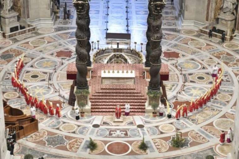 Pope Francis celebrates Palm Sunday Mass at St. Peter’s Basilica on March 28, 2021. Pope Francis celebrates Palm Sunday Mass at St. Peter’s Basilica on March 28, 2021.
