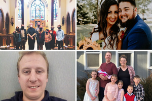 Clockwise from top left: The Oxenreider family was welcomed into the Church this Lent; shown l to r are sponsors Daniel and Haley Stewart, Father Jonathan Mitchican and Kyle and Tsh Oxenreider with their children. Jennie Laeng is shown with her husband, Coleman. Laeng reverted to the faith as Coleman entered the Church. Karl and Laurel Honegger of Broomfield, Colorado, sought the sacraments of initiation for themselves and their five children in 2020; their sixth child was born in 2021. Jared Richardson’s journey to the Catholic Church will be fully realized this Easter. Clockwise from top left: The Oxenreider family was welcomed into the Church this Lent; shown l to r are sponsors Daniel and Haley Stewart, Father Jonathan Mitchican and Kyle and Tsh Oxenreider with their children. Jennie Laeng is shown with her husband, Coleman. Laeng reverted to the faith as Coleman entered the Church. Karl and Laurel Honegger of Broomfield, Colorado, sought the sacraments of initiation for themselves and their five children in 2020; their sixth child was born in 2021. Jared Richardson’s journey to the Catholic Church will be fully realized this Easter.
