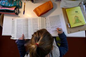 A child does his homework in Marseille, southern France, on April 6, 2021, as schools are closed in France as part of a lockdown to fight the spread of the COVID-19 pandemic. A child does his homework in Marseille, southern France, on April 6, 2021, as schools are closed in France as part of a lockdown to fight the spread of the COVID-19 pandemic.