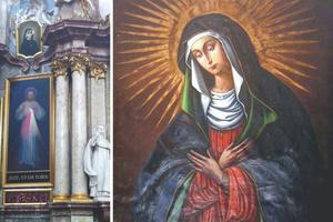 A depiction of Mary based on this painting of the Mother of Mercy is in the Chapel of the Gates of Dawn in Vilnius, Lithuania. The Divine Mercy image is found in Holy Trinity Church in Vilnius. A depiction of Mary based on this painting of the Mother of Mercy is in the Chapel of the Gates of Dawn in Vilnius, Lithuania. The Divine Mercy image is found in Holy Trinity Church in Vilnius.