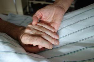 Nurse holding hand of a patient. Nurse holding hand of a patient.