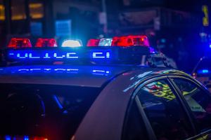 Police car on the scene of a shooting. Police car on the scene of a shooting.
