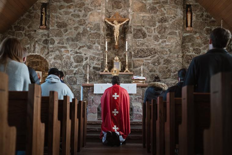 Parishioners at Mass amid the COVID pandemic. Parishioners at Mass amid the COVID pandemic.