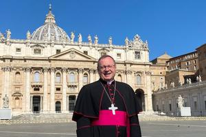 Bishop Georg Bätzing, president of the German Bishop's Conference in St. Peter's Square on June 27, 2020. Bishop Georg Bätzing, president of the German Bishop's Conference in St. Peter's Square on June 27, 2020.