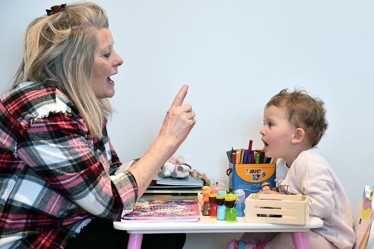 Two-year-old Blossom Walker, who is the photographer's niece, takes part in educational activities at her home by her grandmother, Claire Stirk, on Feb. 11 in Bradford, England. Two-year-old Blossom Walker, who is the photographer's niece, takes part in educational activities at her home by her grandmother, Claire Stirk, on Feb. 11 in Bradford, England.