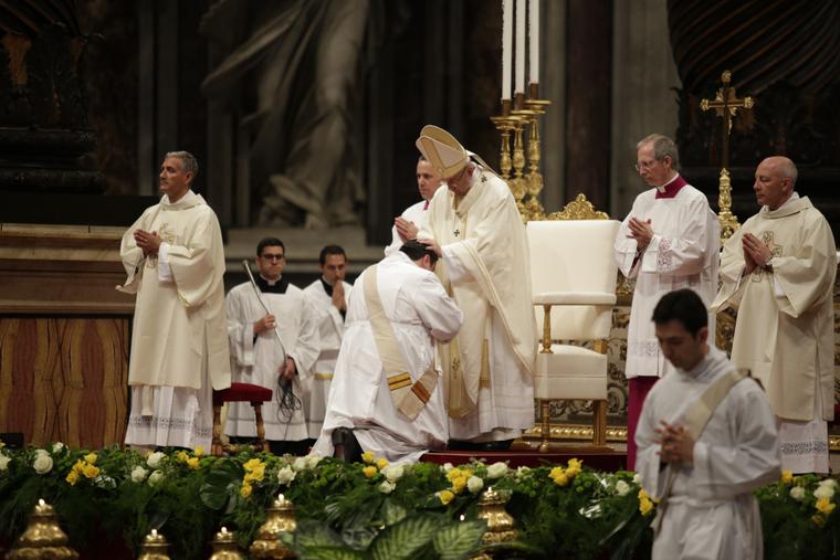 Pope Francis ordains ten men to the priesthood in St. Peter's Basilica on May 7, 2017. Pope Francis ordains ten men to the priesthood in St. Peter's Basilica on May 7, 2017.